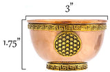Flower of Life Copper Bowl - Offering Bowl for Ritual Use, Altar Table, Incense Holder, Home Decor - 3 Inches Wide