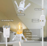 2 Pack Accessory Cord with LED Night Light Bulbs - White Cord with On/Off Switch Plugs - C7 led Bulb Warm White with Spare Fuse for Holiday Decoration and Craft Village House Decoration