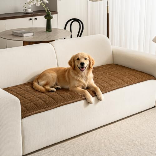 Couch Covers for Dogs Washable, 27.6"x70.9" Non Slip Couch Covers for Loveseat Sofa Pet Friendly, Soft Fuzzy Sofa Covers for Pet, Dog Couch Cover Furniture Protector(1PC,Dark Brown)