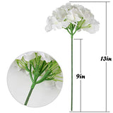 Silk Hydrangea Heads Artificial Flowers Heads with Stems for Home Wedding Decor,Pack of 10 (White)