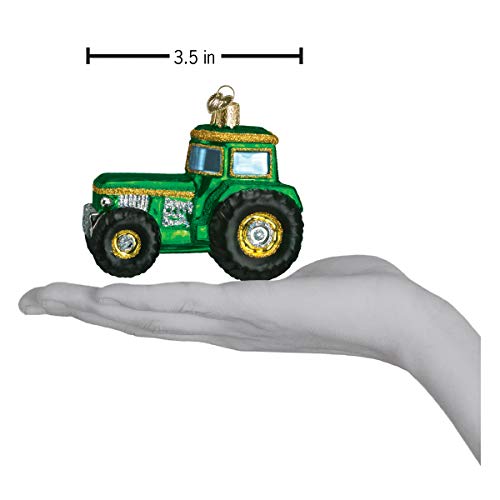 Old World Christmas Tractor Glass Blown Ornament for Christmas Tree, Handcrafted Holiday Decoration, Tools Collection