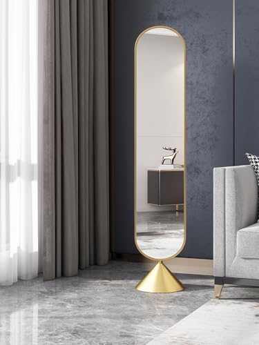 Standing Mirrors Mirror Full-Length Floor-to-Ceiling Mirror Bedroom Home Living Room Vertical Small Apartment Fitting Dressing Mirror(Gold,180cm)
