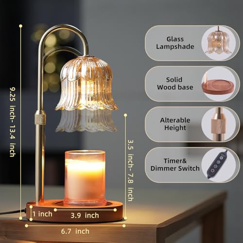 Candle Warmer Lamp with Timer: Adjustable Dimmable Height Adjustable Warming - Flower Shape W – alternate view