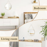 Dahey 11.8-inch Small Hanging Circle Mirror Wall Decor Gold Round Mirror with Hanging Chain for Office Bathroom Bedroom Living Room Dorm College, Gold