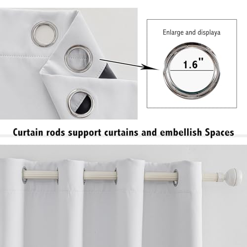 Anytime 100% Blackout Curtain 2 Panels Set,Thermal Insulated Window Drapes for Bedroom,Full Shading Panels (Greyish White,37W x 63L)