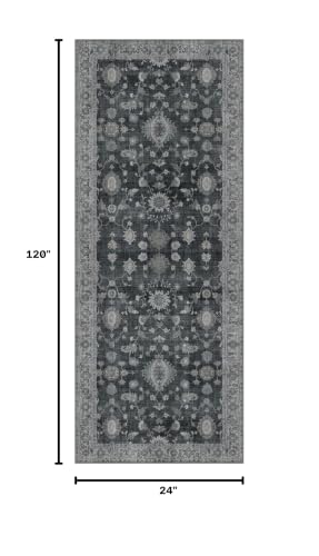 GENIMO 2x10 Non Slip Runner Rug, Washable Lightweight Hallway Charcoal