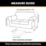PrinceDeco Velvet Couch Cover Loveseat Covers for 2 Cushion Couch 3 Piece Sofa Covers for Dogs Washable Loveseat Covers Width Up to 72 Inch No Slip Stretch Sofa Slipcover(Medium, Taupe)
