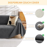 Deep Dream Cat-Scratch Resistant Couch Cover, Waterproof Sofa Cover for 3 Cushion Couch Washable, Pet Friendly Couch Protectors Anti Slip Thickened Love Seat Slipcovers for Pets, 71" x 118", Dark Grey