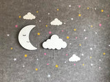 Set of 2 Moon and Cloud Night Light for Kids, Cordless Battery Operated Wall Mount Lamp Decor for Nursery & Toddler Room, Soft LED Baby Nightlight, Hanging Wall Lamps for Boys & Girls Bedroom (White)