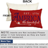 RABUSOFA 4th of July Patriotic Signs Throw Pillow Covers 12x20 Inch,Red White and Blue Memorial Day Outdoor Independence Day Fourth of July Lumbar Cushion Case Decoration for Home