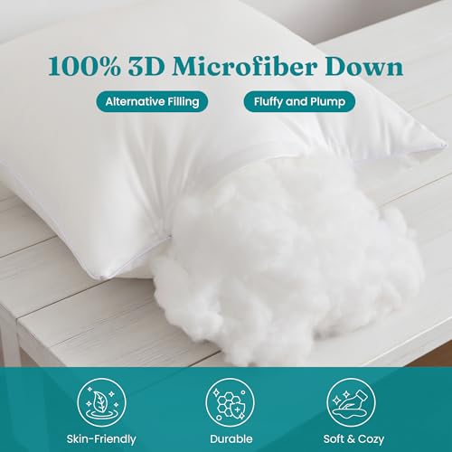 Oubonun 12x20 Outdoor Pillow Inserts (Pack of 2) - Square Waterproof Throw Pillow - Decorative Throw Pillows Insert for Couch Sofa Bed Patio Furniture - White Pillows
