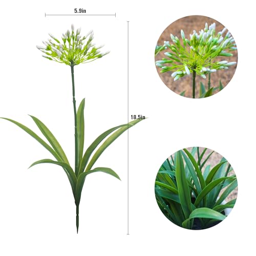 8 Bundles Artificial Flowers Plants for Outdoor Planters | 18.9 in Green Large Fake Flowers | Spring Summer Look Real Plasic Faux Plant for Front Porch Pathway Garden Patio (Green)