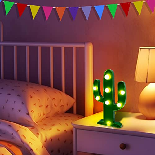 Extra Large - 2 Pack LED Cactus Light Cinco de Mayo Decorations 10 x 5.5 Inch Cactus Decor Mexican Fiesta Party Decorations Cute Night Lamp for Table Kids' Room Bedroom Living Room Gift Party Home