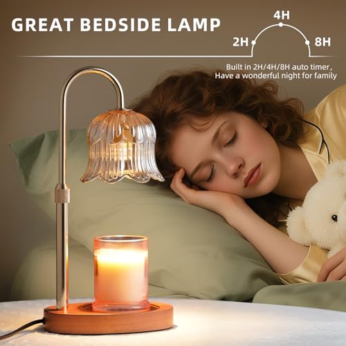 Candle Warmer Lamp with Timer: Adjustable Dimmable Height Adjustable Warming - Flower Shape W – lifestyle view