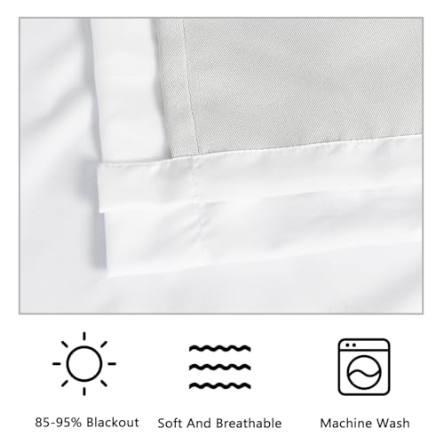 Homechoice Decor White Blackout Drapes - Handmade Ruffles & Butterfly Flower Accents Heat Blocking Window Curtain 54" x 84" x 2 Panels - Thermal Insulated, Soundproof & Light Reducing Curtains (LQ-37)