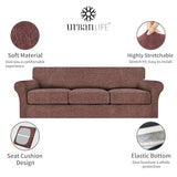 URBANLIFE Stretch Sofa Covers & Loveseat Couch Covers for 3 Cushion Sofa with 2 Cushion Sofa for Living Room Slipcover Set, Chocolate