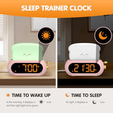 Netzu Alarm Clock for Kids, OK to Wake Clock with Night Light and Sound Machine, Pink Clock with 10 RGB Color, 6 Alarm Tones, Nap Timer, Snooze, Bedside Clocks for Girls Kids Teens Birthday Gifts