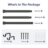 Small Curtain Rods for Windows 30" to 45" 5/8 Inch Standard Decorative Black Curtain Rod with Brackets Easy to Install for Bedroom Living room Kitchen (30",45")
