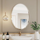 KOHROS 17.8x23.6 Oval Frameless Bathroom Vanity Mirror | 0.7-Inch Beveled Edge