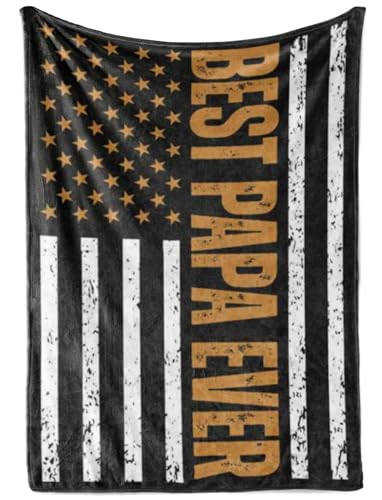 Papa Gifts from Grandkids, Grandchildren, Gifts for Grandpa, Throw Blanket for Grandfather, Presents from Granddaughters Grandsons for Father's Day, Birthday, Christmas - USA FLAG (60 x 80 inches)
