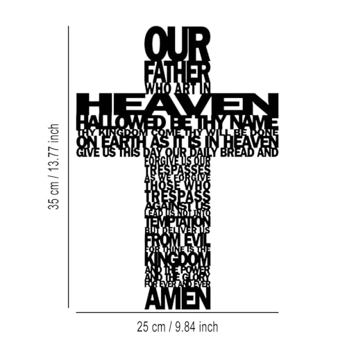 LIYOUYA Metal Cross Wall Decor - Rustic Farmhouse Decor Black Prayer Text Cross Wall Art Home Decor for Living Room, Bathroom, Bedroom, Dining Room, Office, Church (Black)