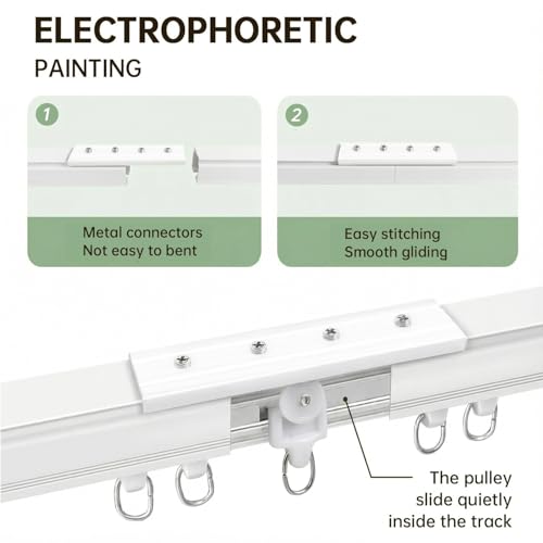 MaKefeile Ceiling Curtain Tracks 12FT,Curtain Track Wall Mount,Ceiling Mounted Sliding Door Curtains Rails Outdoor Extra Long Curtains Rod Room Divider Track for Living Bedroom with Hooks,White