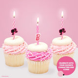Barbie™ Birthday Cake Candles | 6 Birthday Candles for Cake Decorations, Pink Stripe Candles, Cake Toppers for Barbie Party