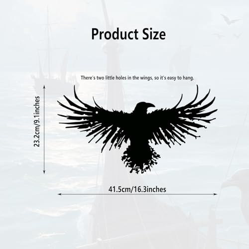 Yuzhuo Metal Viking Raven Wall Art Norse Mythology Crow Wall Decor with Gothic Metal Wall Sculpture Suitable for Living Room Bedroom Indoor Outdoor Garden Home