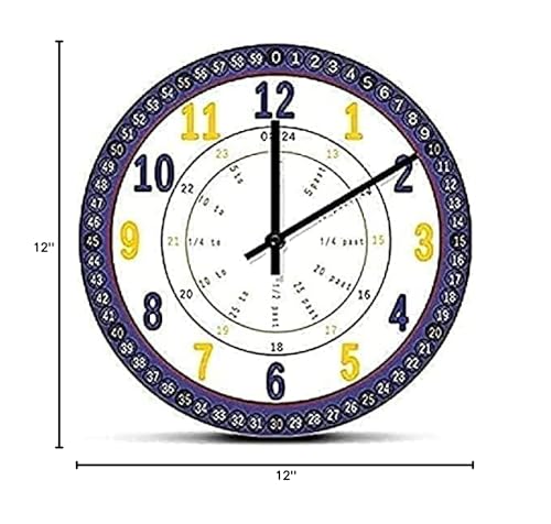 Kitchen Clocks Wall Learning Time for Kids Quiet Learning Clock Modern Wall Clock Simple Design Clocks for Kids Rooms Hor Clock