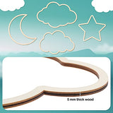 Kathfly4 Pieces Boho Nursery Cloud Star Wall Decor Wooden Babyroom Moon Rattan Wall Decor Wooden Rainbow for Children Baby Kids Boys Girls Bedroom Nursery Pendant(Cloud Moon Star)