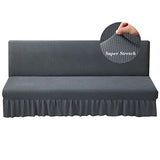 HFCNMY Stretch Armless Futon Cover with Skirt Knitted Jacquard Futon Sofa Bed Cover Machine Washable Futon Couch Cover Futon Sofa Cover Furniture Bed Protector with Elastic Bottom (Dark Gray)
