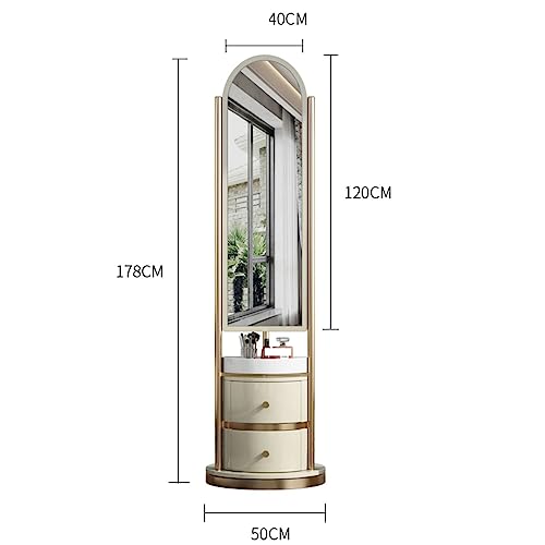 Floor-to-Ceiling Full-Length Mirror Bedroom Storage Neat and Orderly Rotating Dressing Table Hanging Rack 1 Fitting Mirror (Pink Standard)