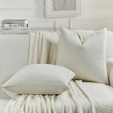 Pack of 2 Faux Linen Throw Pillow Covers 24x24 Inch,Cream