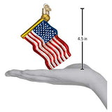 Old World Christmas Star-Spangled Banner Glass Blown Ornament for Christmas Tree, Handcrafted Holiday Decoration, USA Collection