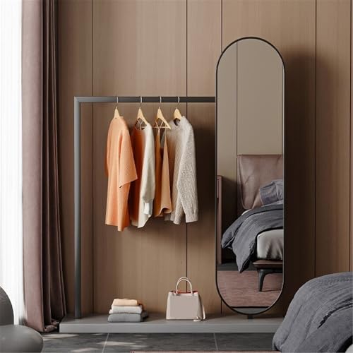 Floor Multifunctional Creative Full-Length Mirror Bedroom Coat Rack for Entryway and Walk-in Closet Mirror(Gold)