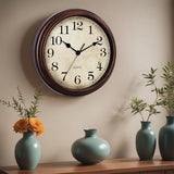 Wall Clock, 9 Inch Silent Non Ticking Classic Battery Operated Clocks, Decorative for Living Room, Bedrooms, Bathroom, Kitchen Office (Bronze)