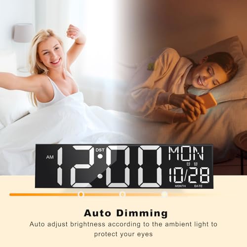 JALL 30" Extra Large Digital Wall Clock, Giant LED Wall Clock with Remote Control, Digital Clock with Jumbo Numbers for Living Room, Gym, Warehouse, Office, Home Decor, Plug-in, White