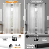 White Curtain Rods for Windows 48 to 84 Inches(4-7ft),1 inch Adjustable Window Curtain Rods with Imitation Wood Grain Finials,Heavy Duty Decorative Drapery Rod for Bedroom,Kitchen and Patio