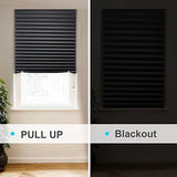 MYshade 6 Pack Temporary Blackout Paper Shades for Windows,Paper Pleated Blinds with Adhesive,No Tools No Drilling Free Cut Size Temporary Room Darkening Shades(Black, 36" W x 72" H)