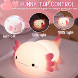 Axolotl Lamp Kid Cute Night Light, Rechargeable Squishy Axolotl Gifts for Girls, Baby Touch Nightlight, Dimmable Silicone LED Animal Toys, Bedside Pink Lamp, College Nursery Kawaii Décor