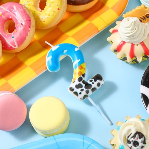 Threlaco Toy Inspire Game Birthday Number Candle for Kids Toy Cartoon Cake Topper Decorations Cartoon Party Supplies for Boy Girl Birthday Celebrations(Number 2)