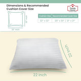 Trendy Home 22x22 Throw Pillow Insert (Set of 4, White) Bed and Couch Pillows Stuffer Hypoallergenic, Decorative Home Indoor Outdoor Sofa Pillow Filler (Machine Wash, 4 Pack)