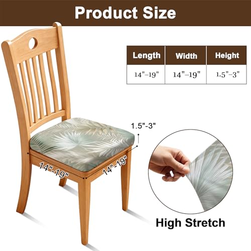 BVBOX Seat Covers Set of 4 for Dining Room Chairs Stretch Light Luxury French Style Dining Chair Covers Washable Removable Cushion Slipcovers Seat Protector (Soft Palm Feather, Set of 4)