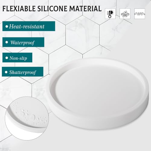 Silicone Bathroom Tray Coffee Table Decor Perfume Organizer, 10" White