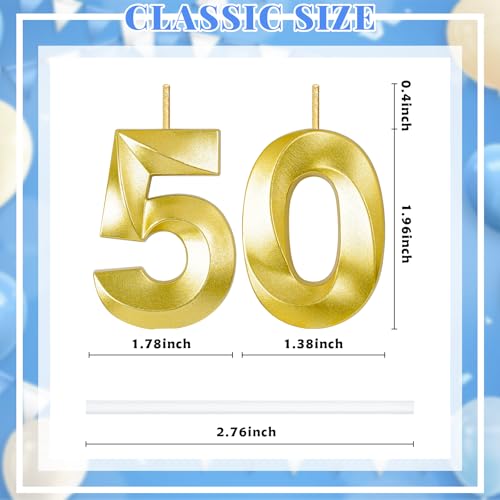 50th Birthday Candles for Cake,Birthday Decorations for Him Her,Number Candles for Cake Toppers Party Anniversary