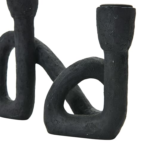 Bloomingville Decorative Resin Double Taper Candle Holder, Black