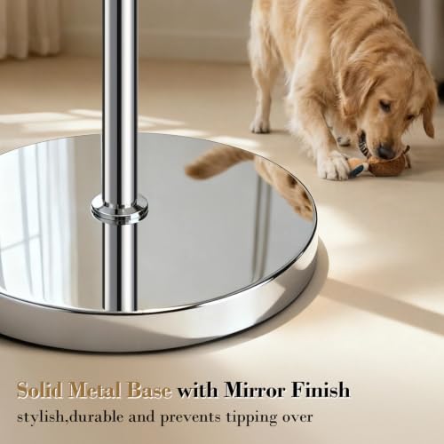 【Upgraded】 Dimmable Crystal Floor Lamps for Living Room, 1000LM LED Bulb Included, Standing Lamp with Knob Switch, Tall Silver Modern Floor Lamp for Bedroom Nursery Office Reading