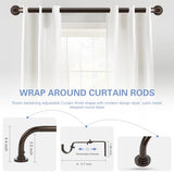 TANGWIN Bronze Wrap Around Curtain Rods 66 to 120 Inch:Blackout Heavy duty Adjustable Window Curtain Rod for Bedroom,Industrial Darkening Curved French Metal Single Drapery Rods Set Easy Install,Brown