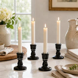 Wooden Taper Candle Holders: Rustic Farmhouse Decor, Set of 4