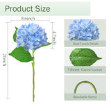 3 Pcs 21" Real Touch Blue Hydrangea Artificial Flowers with Stems, Fake Silk Flowers for Outdoors, Artificial Flowers for Home Decor Wedding Bouquets Centerpieces Vase